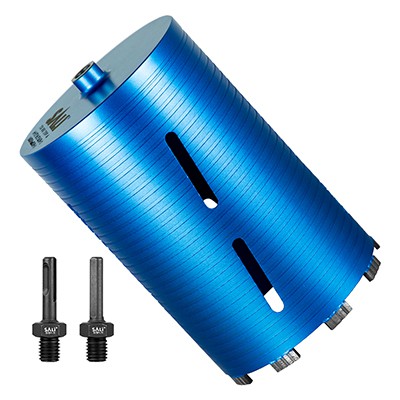 Burghie cu miez diamantat SALI 6 1/4" Diametru Burghiu miez, 9,5"/215 mm Adâncime de găurire Burghie miez beton, 5/8-11" Burghie miez cu filet Segmente turbo sudate cu laser pentru beton curat cu bară de armare , Caramida, Bloc, Zidarie, Piatra